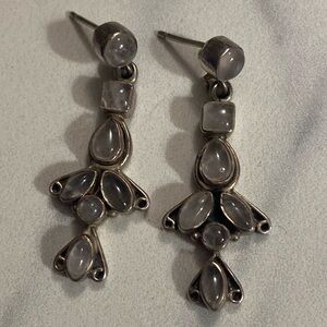 Rose quartz sterling silver‎ dangle earrings 925